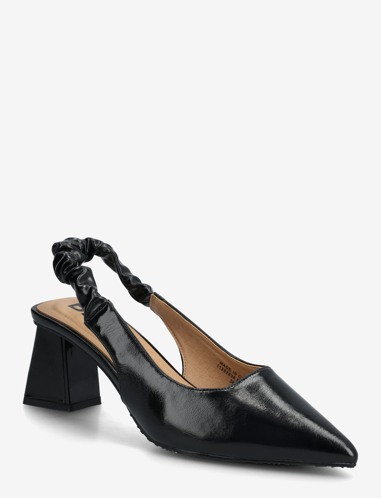 Bianco - BIAMARALYN Scrunchie Slingback Faux Leather - slingbacks med hæle - shiny black - 0