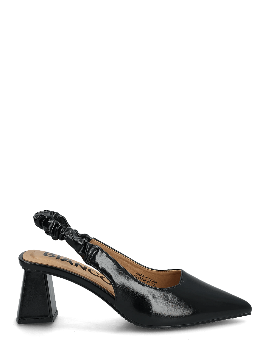Bianco - BIAMARALYN Scrunchie Slingback Faux Leather - slingbacks med hæle - shiny black - 1