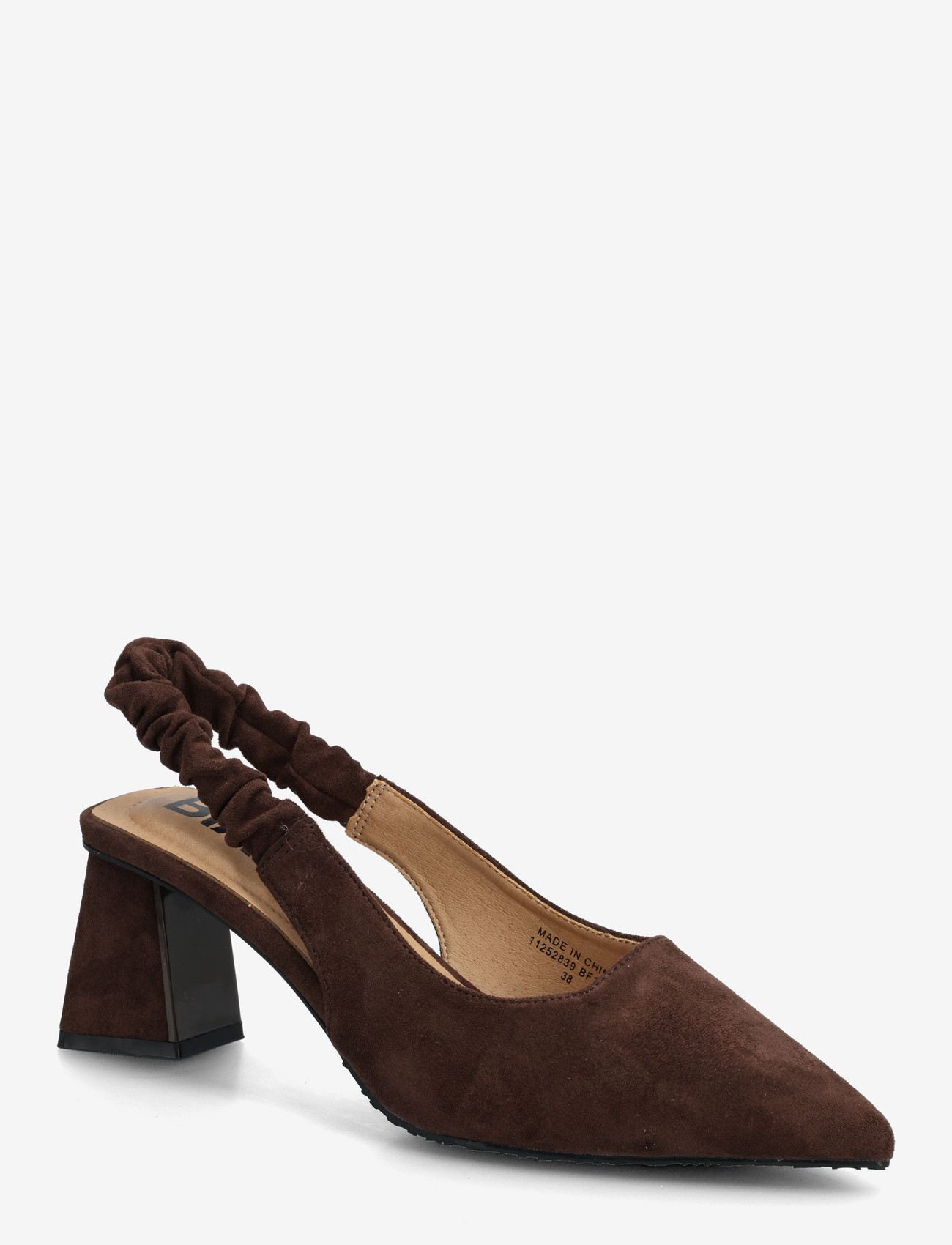 Bianco - BIAMARALYN Scrunchie Slingback Faux Suede - slingbacks med hæle - brown - 0