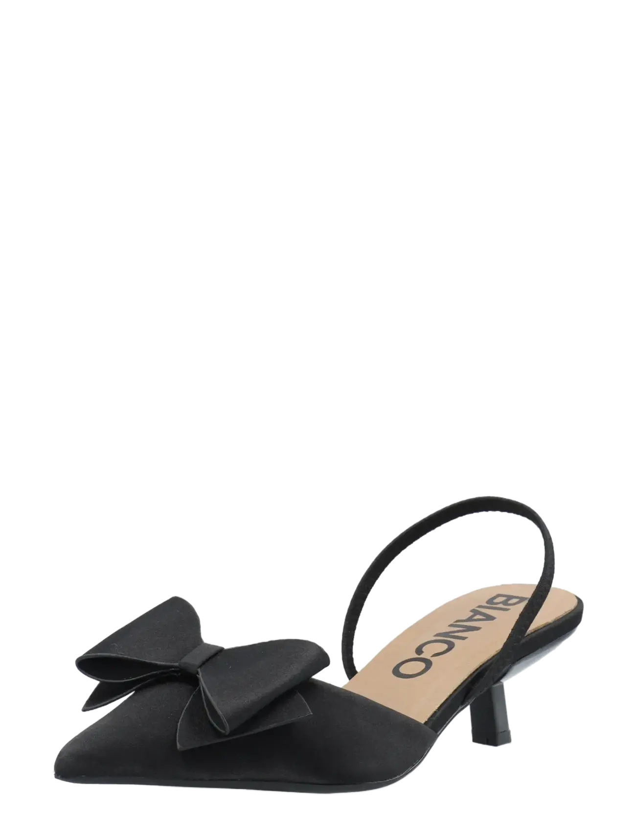Bianco BIAKRISTIN Kitten Heel Bow Slingback Satin - Mode trends - BLACK / black