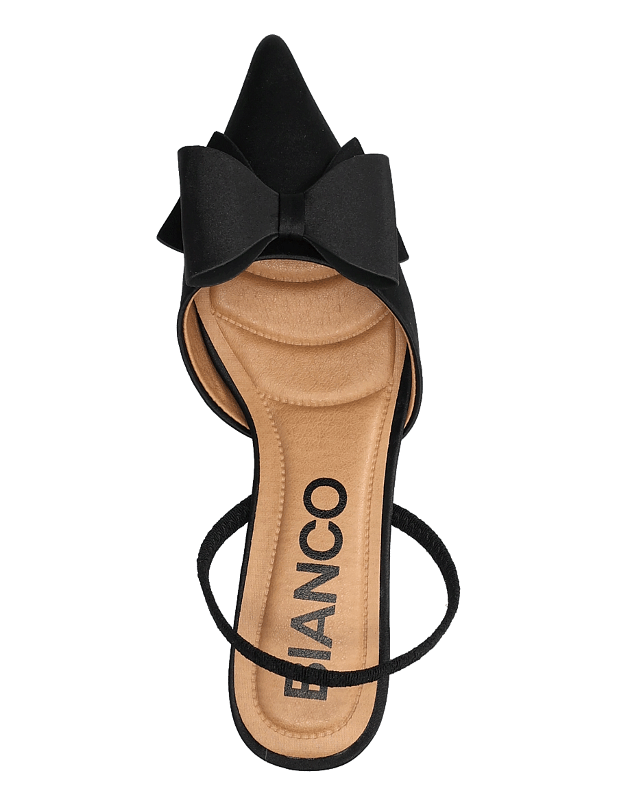 Bianco - BIAKRISTIN Kitten Heel Bow Slingback Satin - högklackade slingbacks - black - 3