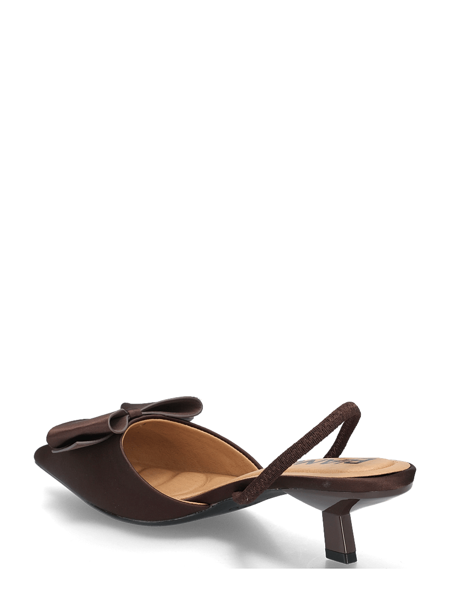 Bianco - BIAKRISTIN Kitten Heel Bow Slingback Satin - slingbacks mit absatz - brown - 1
