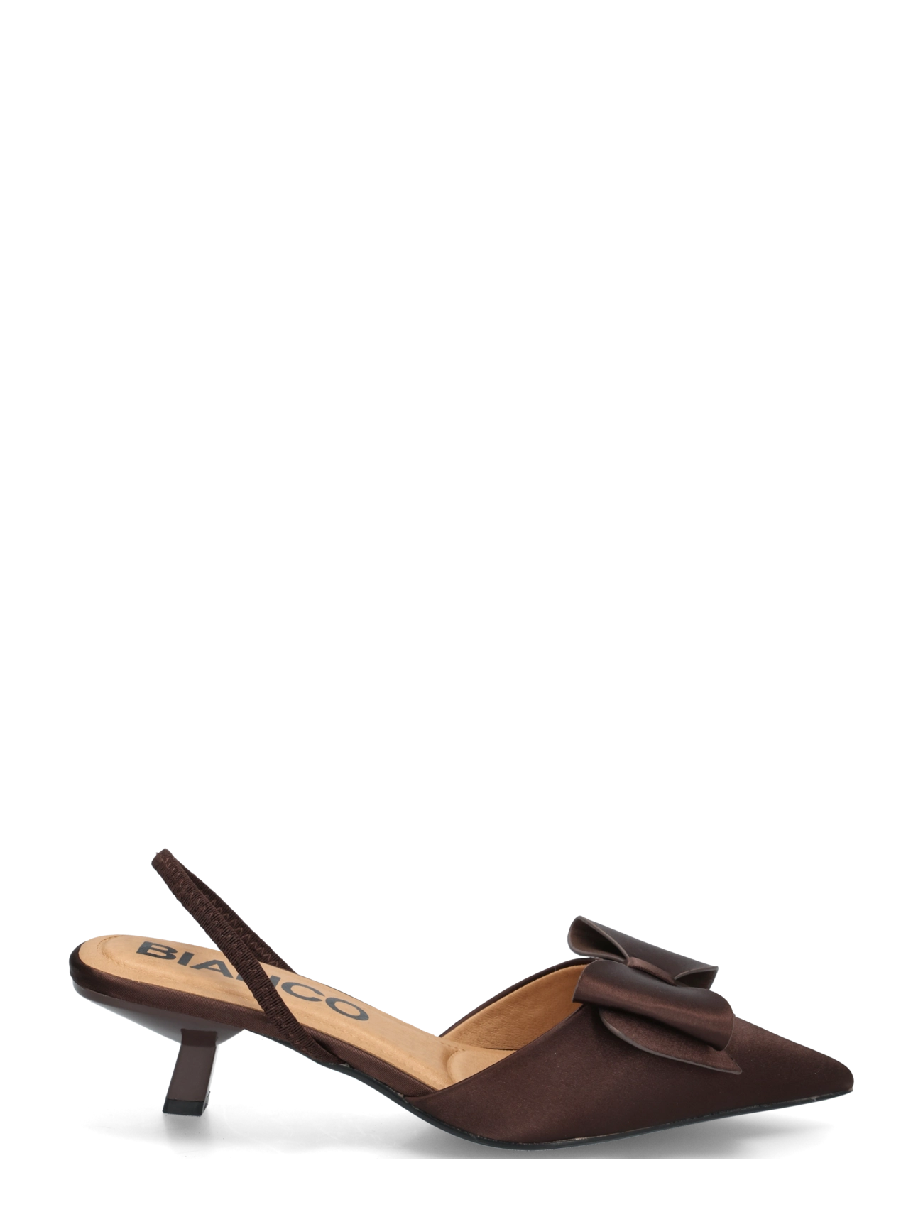 Bianco - BIAKRISTIN Kitten Heel Bow Slingback Satin - brown - 2