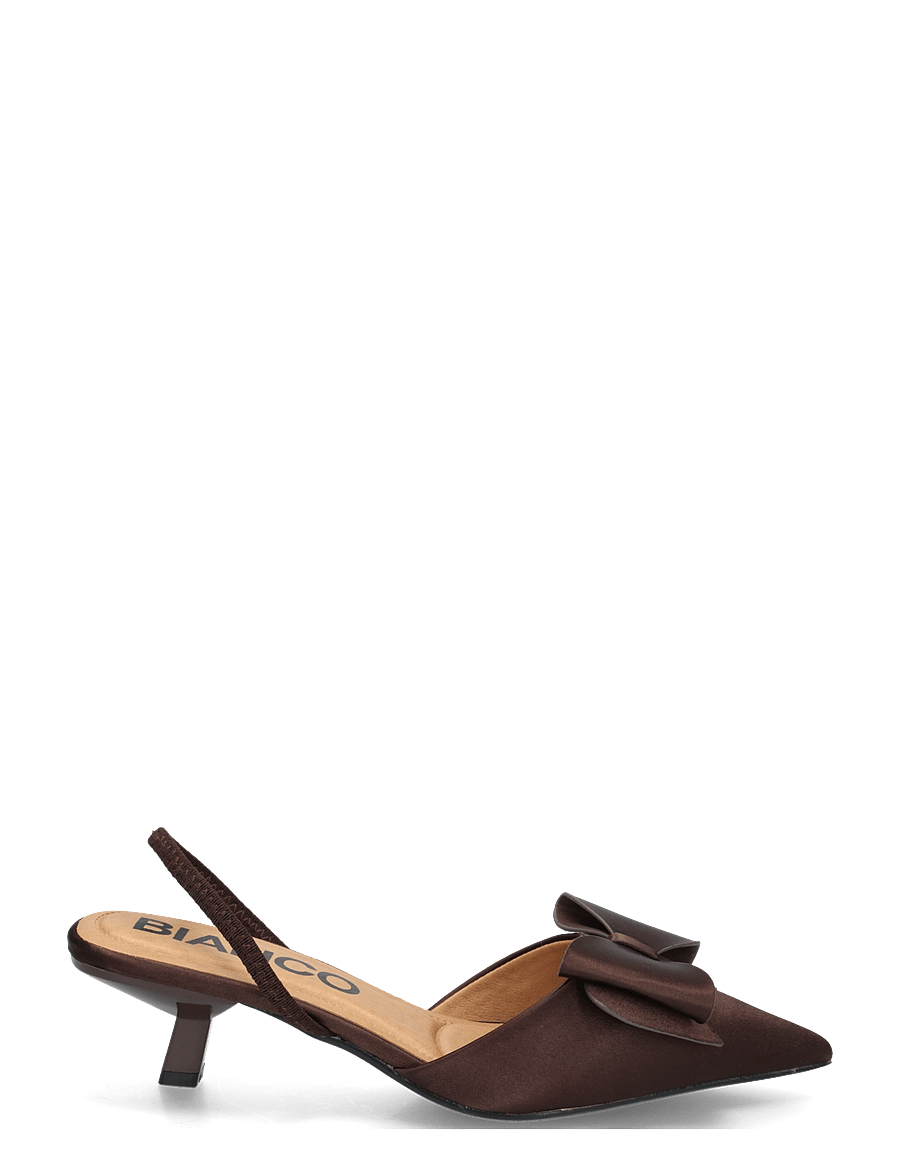 Bianco - BIAKRISTIN Kitten Heel Bow Slingback Satin - slingbacks mit absatz - brown - 2