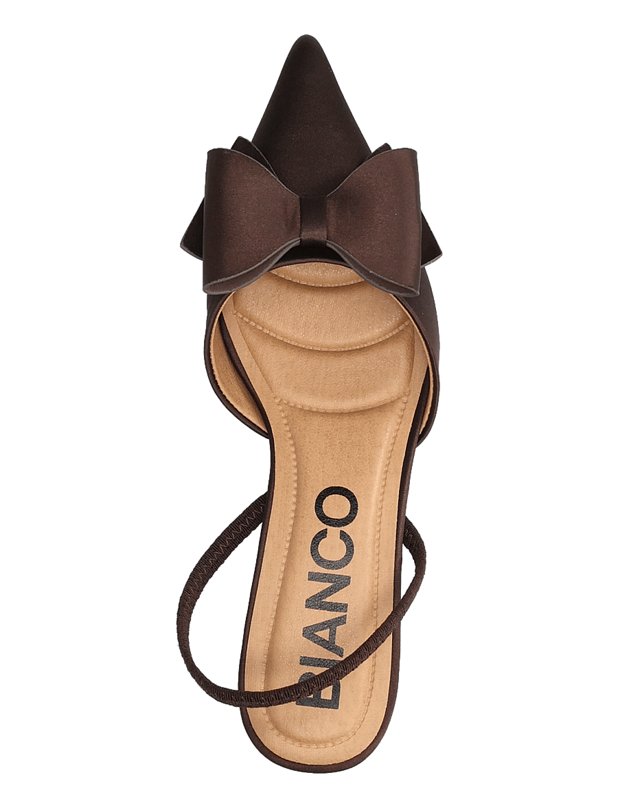 Bianco - BIAKRISTIN Kitten Heel Bow Slingback Satin - slingbacks mit absatz - brown - 3