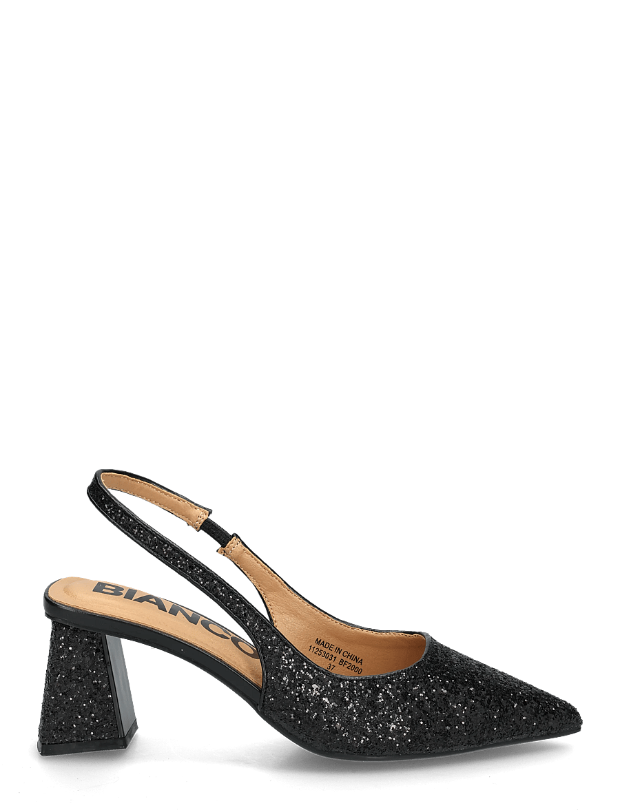 Bianco - BIAMARALYN Slingback Glitter - högklackade slingbacks - black glitter - 2