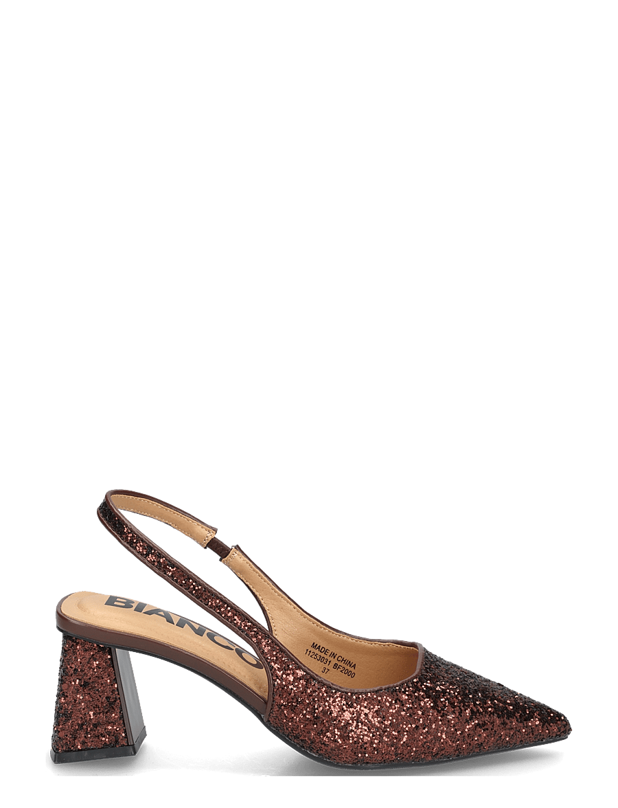 Bianco - BIAMARALYN Slingback Glitter - högklackade slingbacks - brown glitter - 2