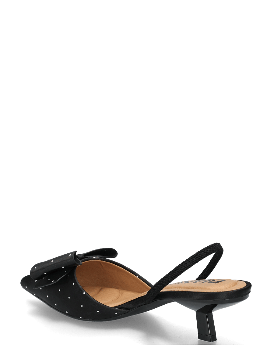 Bianco - BIAKRISTIN Kitten Heel Bow Slingback Rhinestone Satin - högklackade slingbacks - black rhinestone - 1