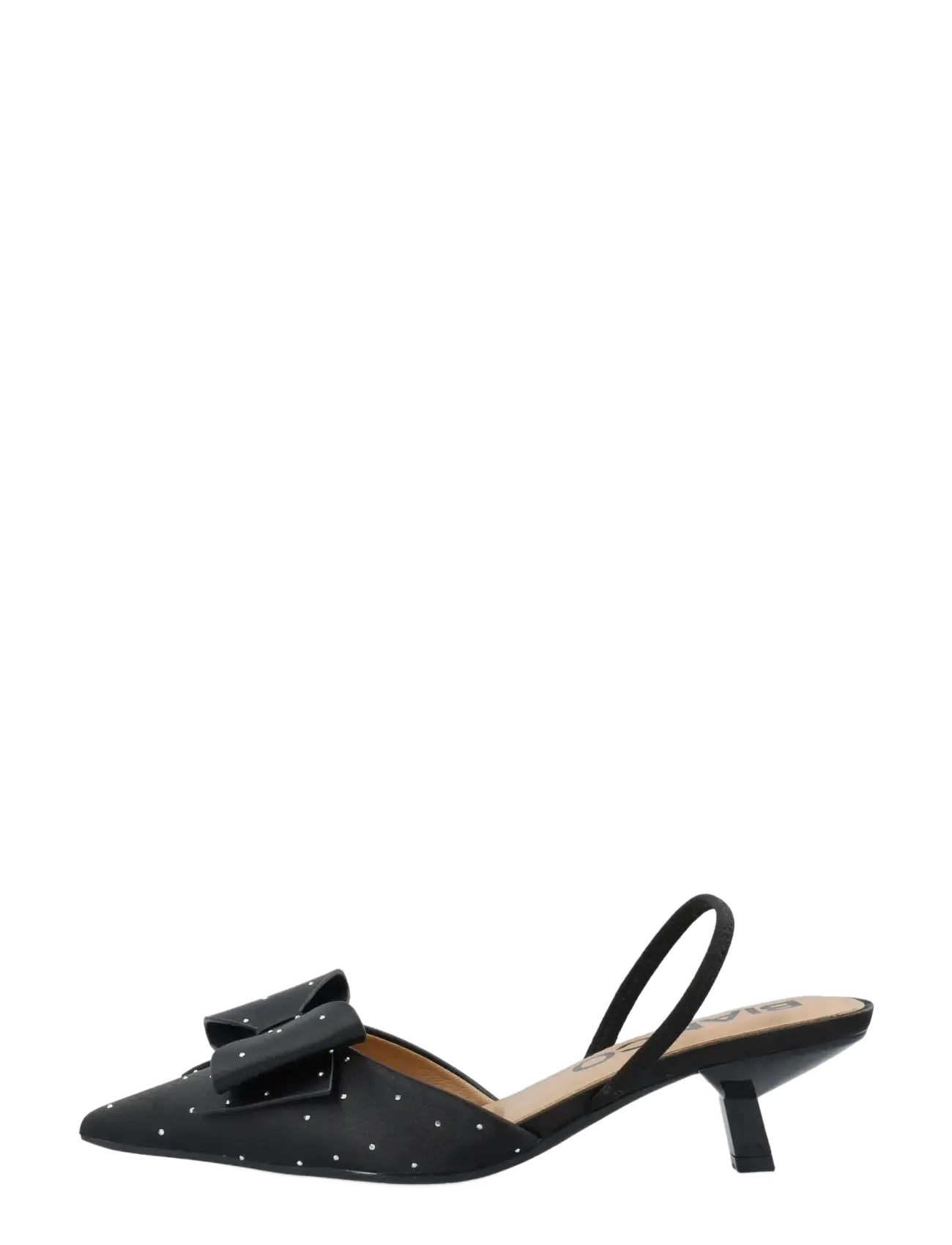 Bianco - BIAKRISTIN Kitten Heel Bow Slingback Rhinestone Satin - slingbacks mit absatz - black rhinestone - 1