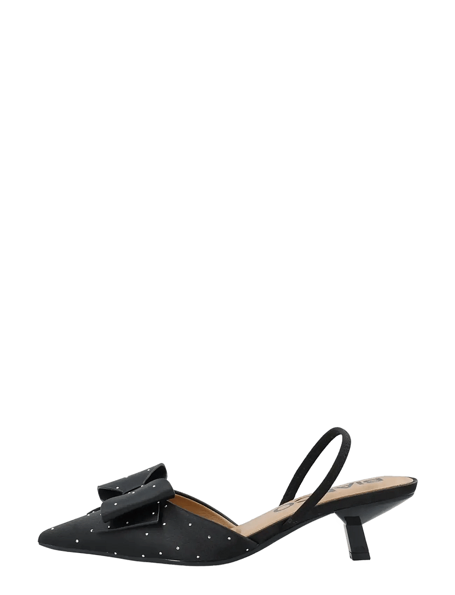 Bianco - BIAKRISTIN Kitten Heel Bow Slingback Rhinestone Satin - slingbacks mit absatz - black rhinestone - 1