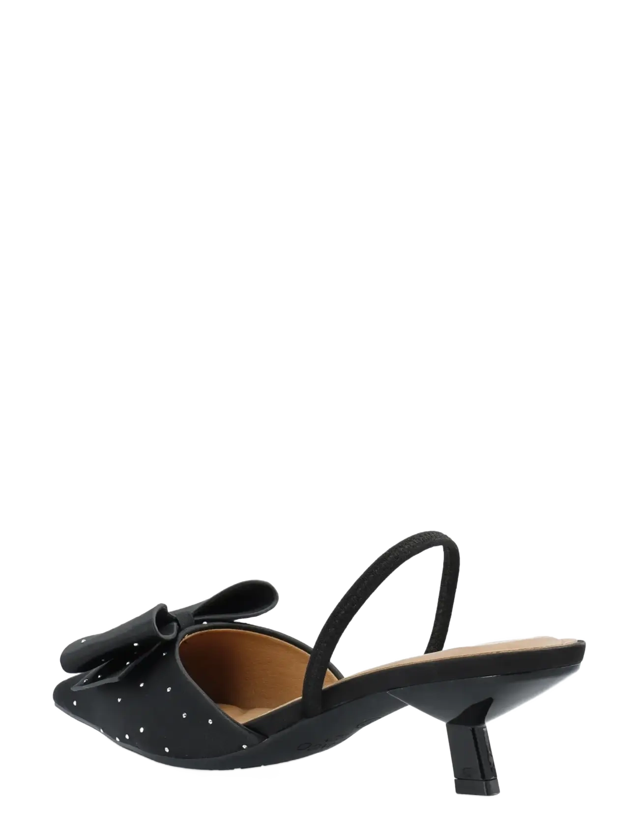 Bianco - BIAKRISTIN Kitten Heel Bow Slingback Rhinestone Satin - slingbacks mit absatz - black rhinestone - 2