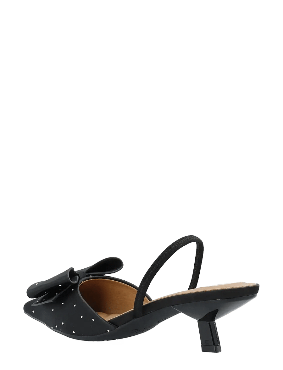 Bianco - BIAKRISTIN Kitten Heel Bow Slingback Rhinestone Satin - slingbacks mit absatz - black rhinestone - 2