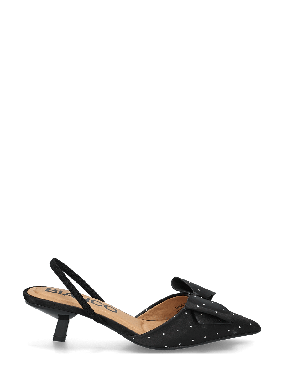 Bianco - BIAKRISTIN Kitten Heel Bow Slingback Rhinestone Satin - högklackade slingbacks - black rhinestone - 2