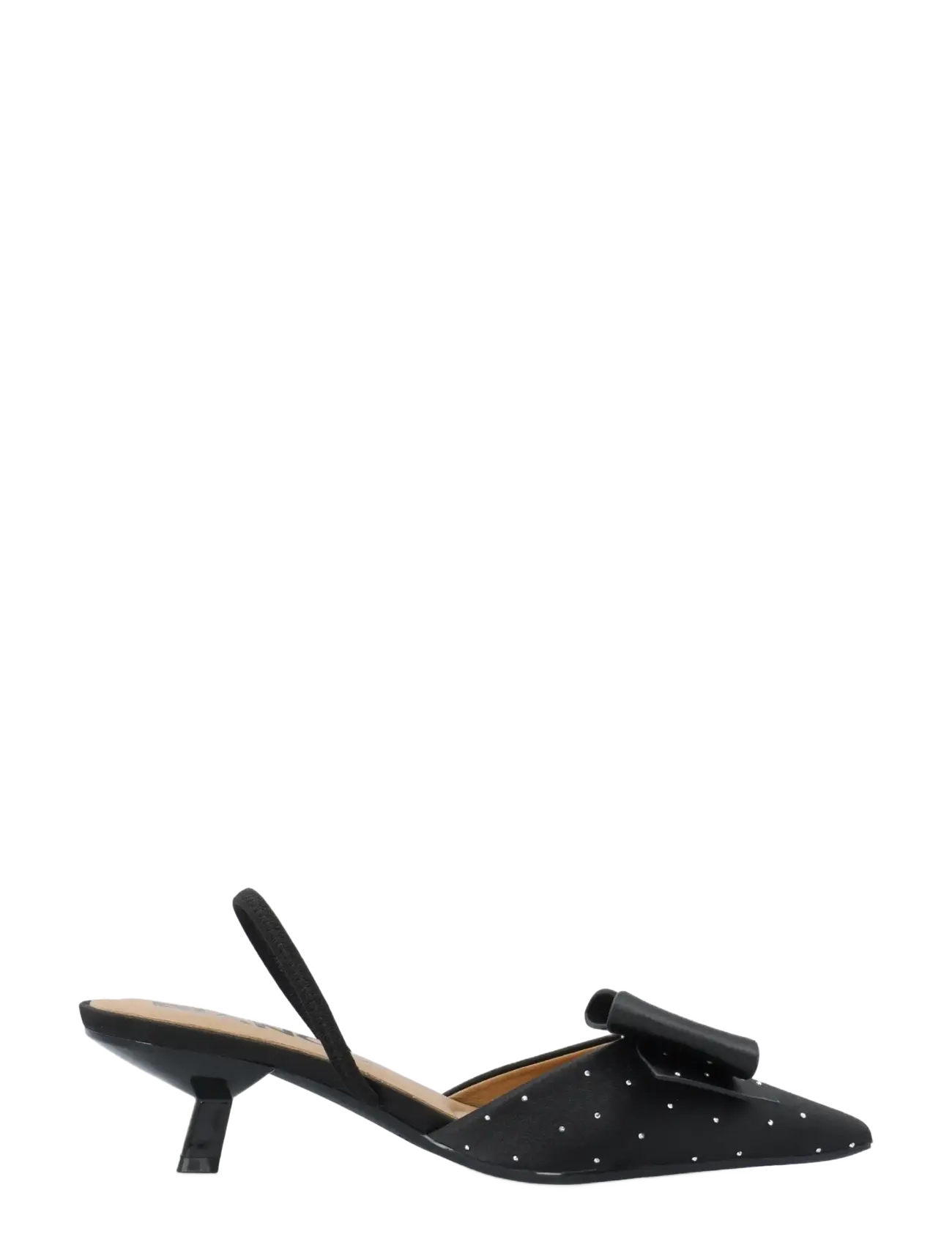 Bianco - BIAKRISTIN Kitten Heel Bow Slingback Rhinestone Satin - slingbacks mit absatz - black rhinestone - 3