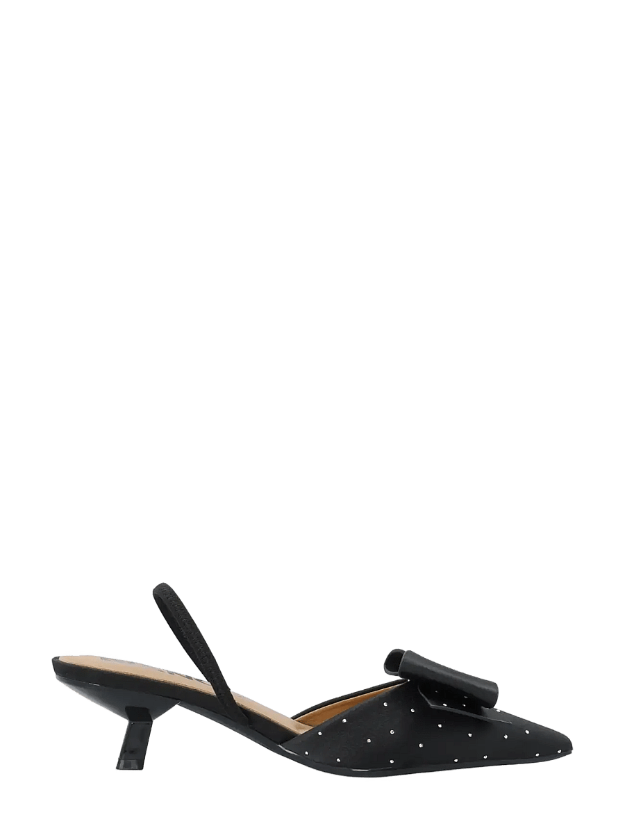 Bianco - BIAKRISTIN Kitten Heel Bow Slingback Rhinestone Satin - slingbacks mit absatz - black rhinestone - 3