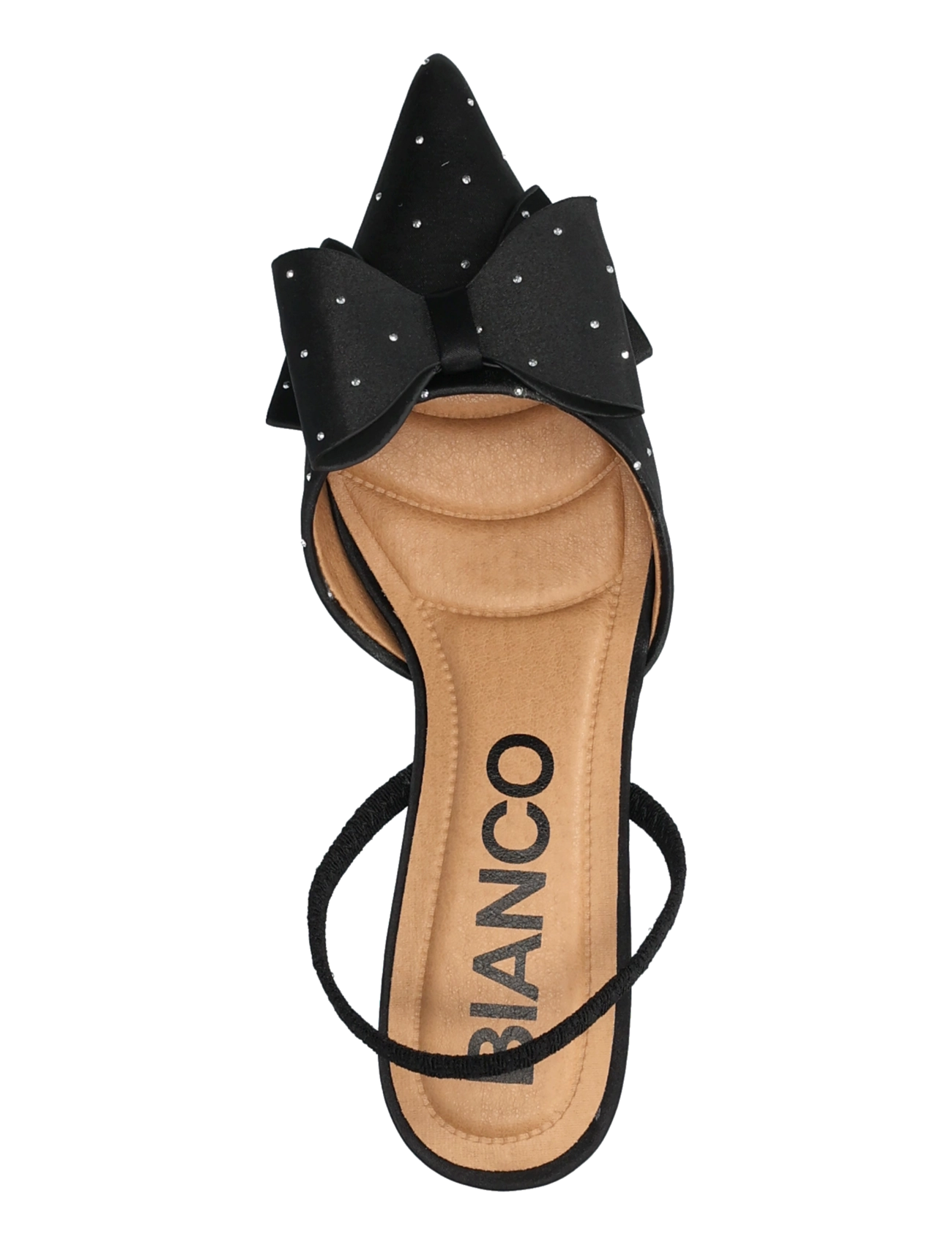 Bianco - BIAKRISTIN Kitten Heel Bow Slingback Rhinestone Satin - black rhinestone - 3