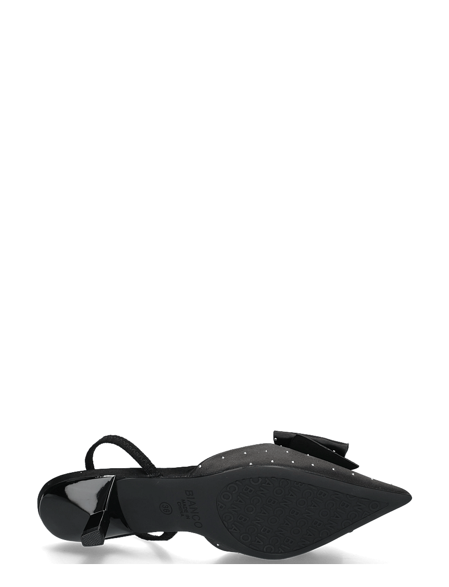 Bianco - BIAKRISTIN Kitten Heel Bow Slingback Rhinestone Satin - högklackade slingbacks - black rhinestone - 4