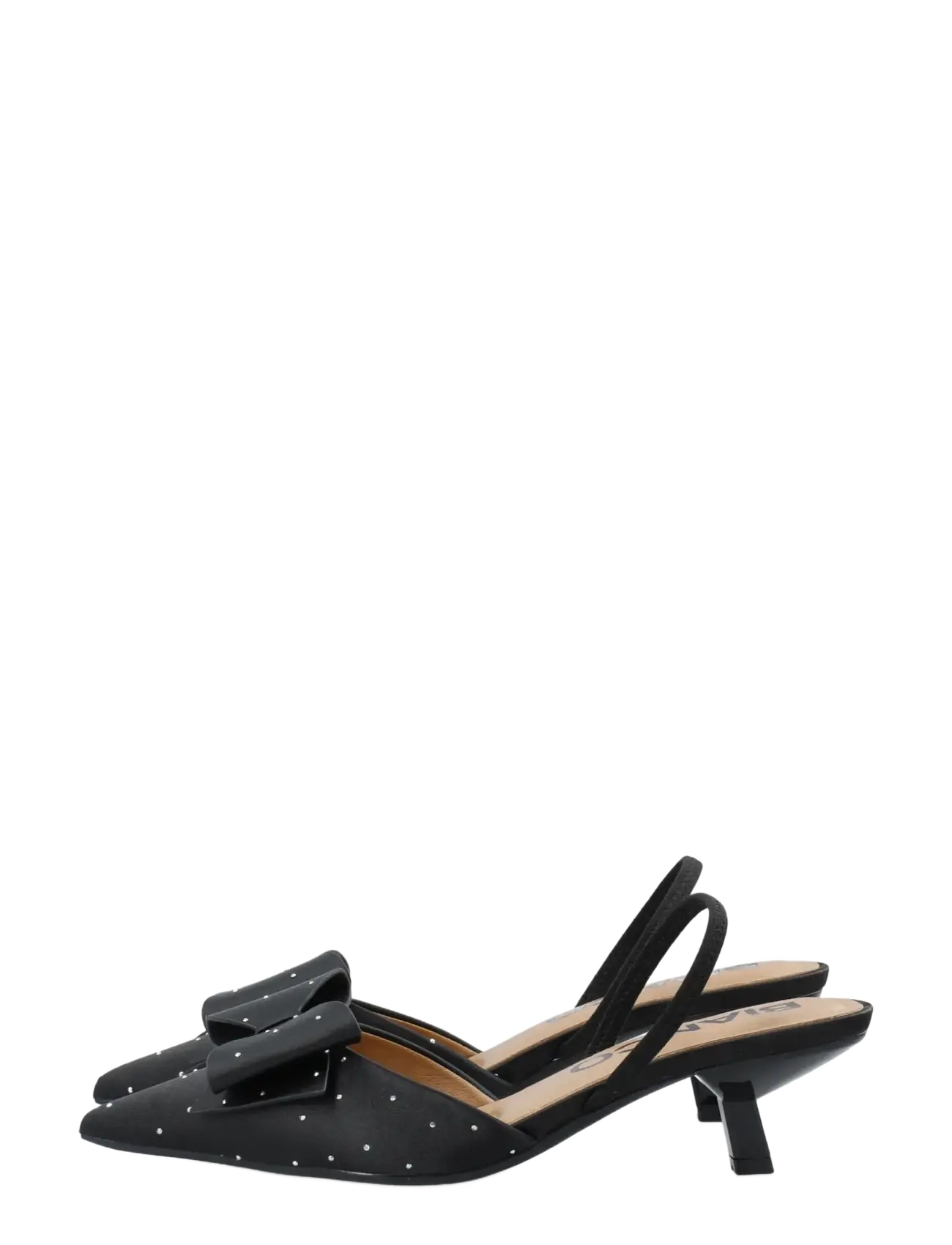 Bianco - BIAKRISTIN Kitten Heel Bow Slingback Rhinestone Satin - slingbacks mit absatz - black rhinestone - 5