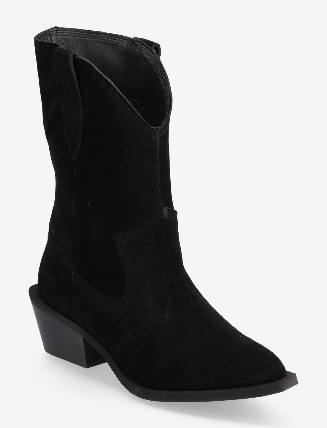 Black suede mid sales heel ankle boots