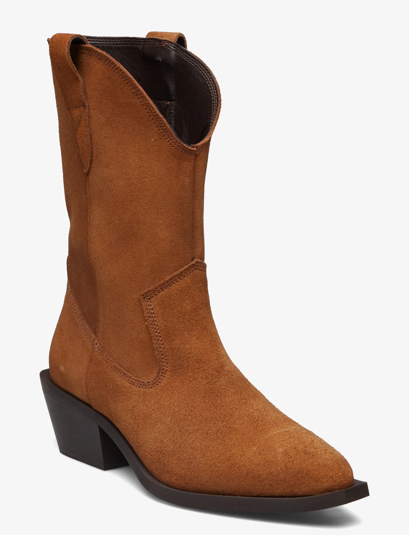Bianco - BIAMONA Western Boot Mid Suede - augsts papēdis - camel - 0