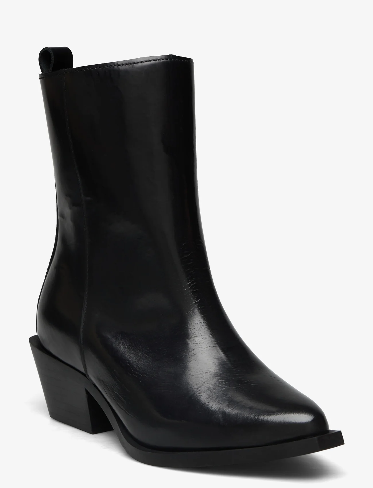Bianco - BIAMONA Western Zip Boot Polido - flat ankle boots - black - 0