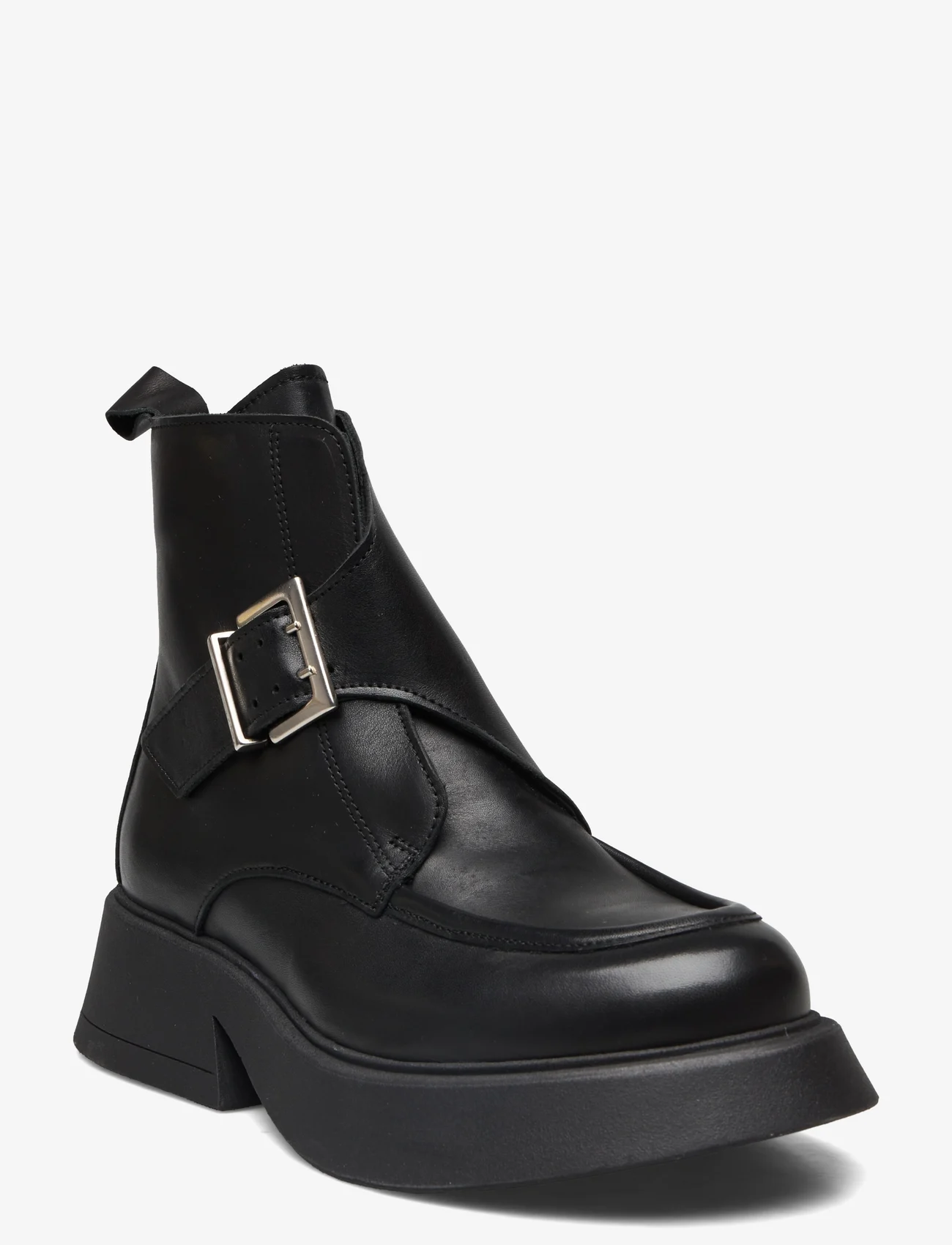 Bianco - BIAHAILEY Buckle Boot Crust - flat ankle boots - black - 0
