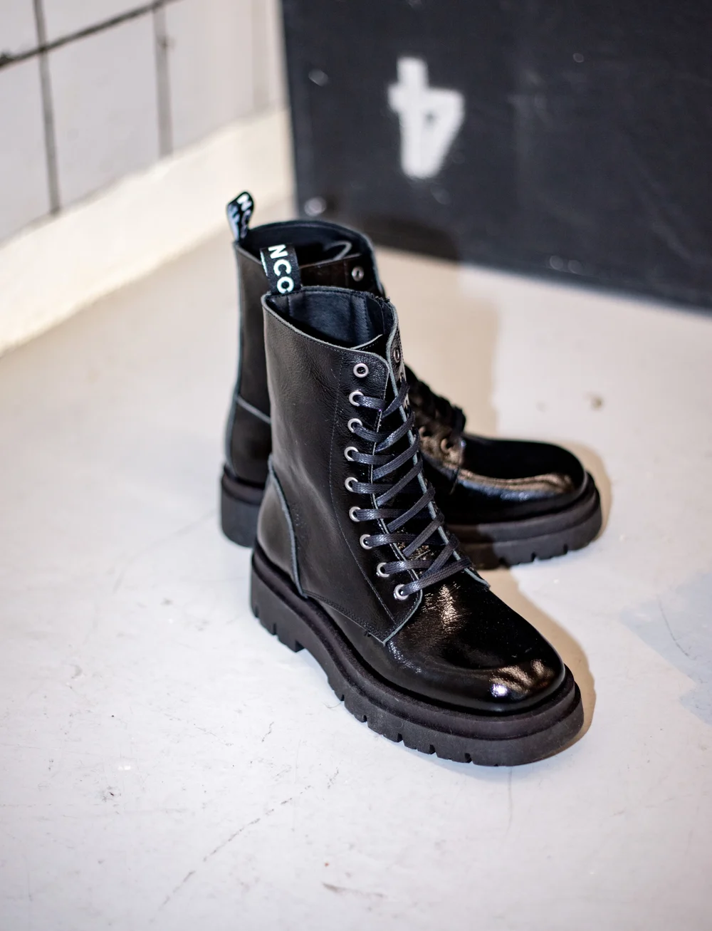 Bianco Biakwamie Laced Up Boot Nappa Lak Ankle boots Boozt