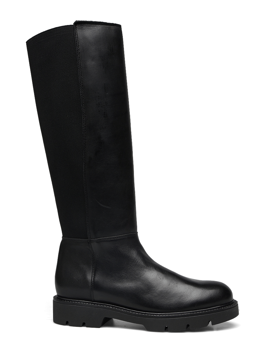 Bianco - BIAOTHILIA Knee High Elastic Boot Leather - knähöga stövlar - black - 1