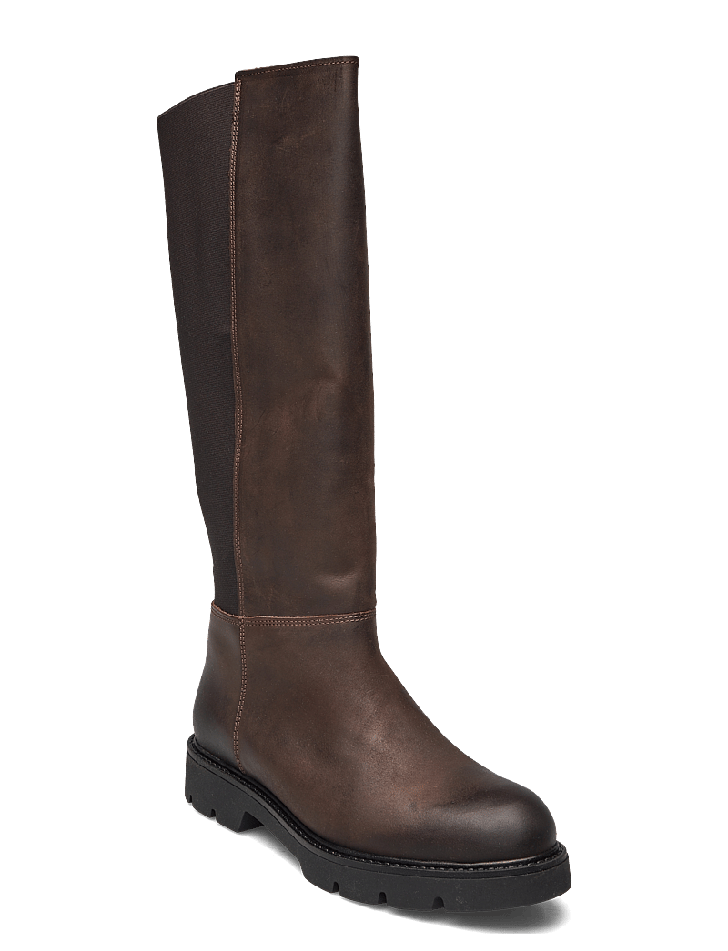 Bianco - BIAOTHILIA Knee High Elastic Boot Leather - langskaftede støvler - dark brown - 0