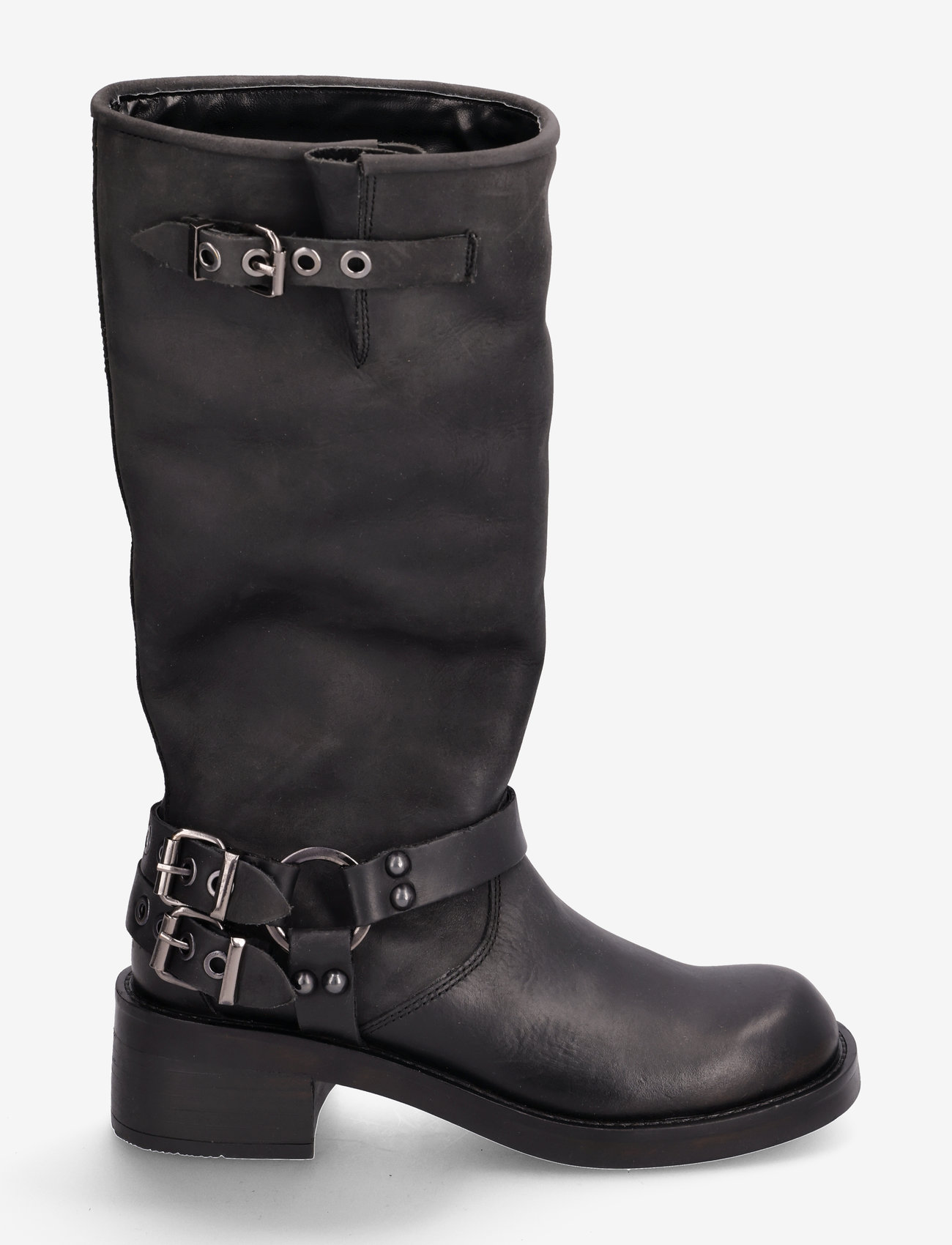 Bianco - BIAHARPER Biker Boot Pull Up Leather - høye boots - black - 1