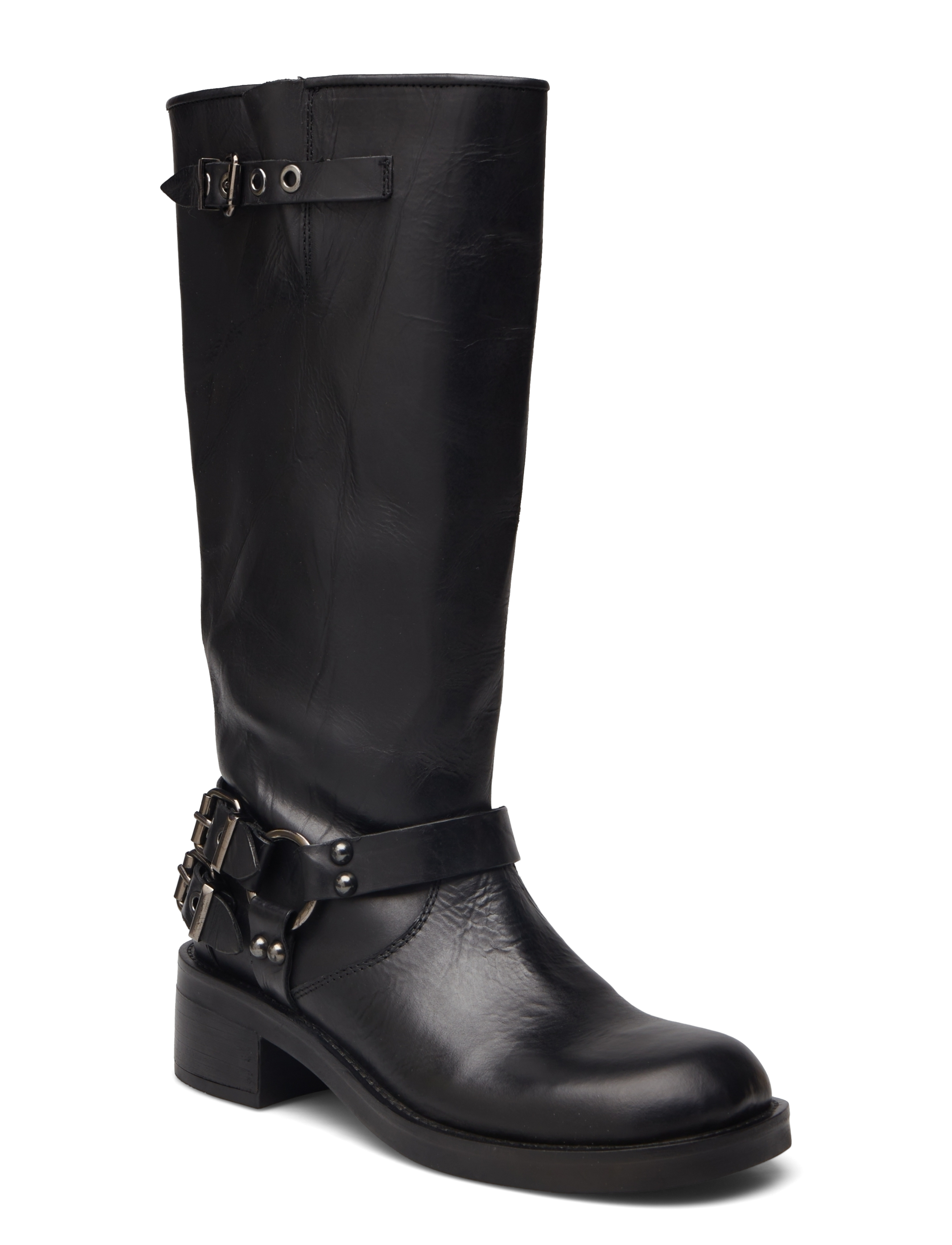 Bianco Biaharper Biker Boot Pull Up Leather, Kvinder, Biker Støvle, Sort, Str: 38