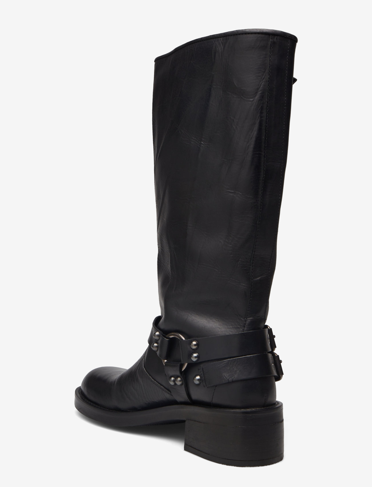 Bianco - BIAHARPER Biker Boot Pull Up Leather - pika säärega saapad - jet black - 2