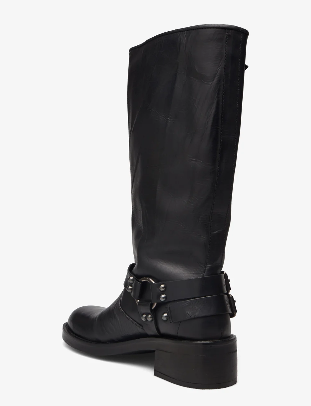 Bianco - BIAHARPER Biker Boot Pull Up Leather - langskaftede støvler - jet black - 2