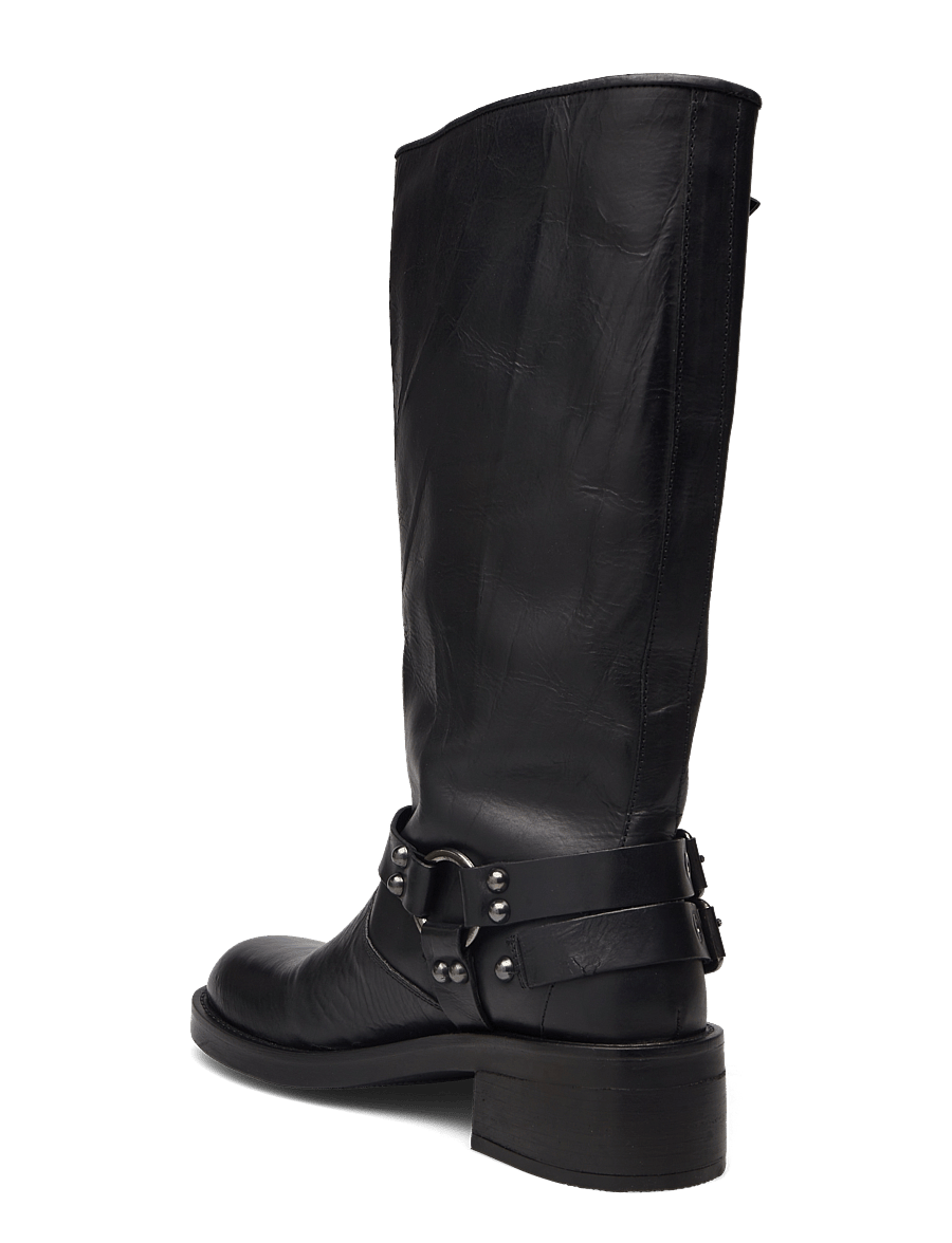 Bianco - BIAHARPER Biker Boot Pull Up Leather - knee high boots - jet black - 2
