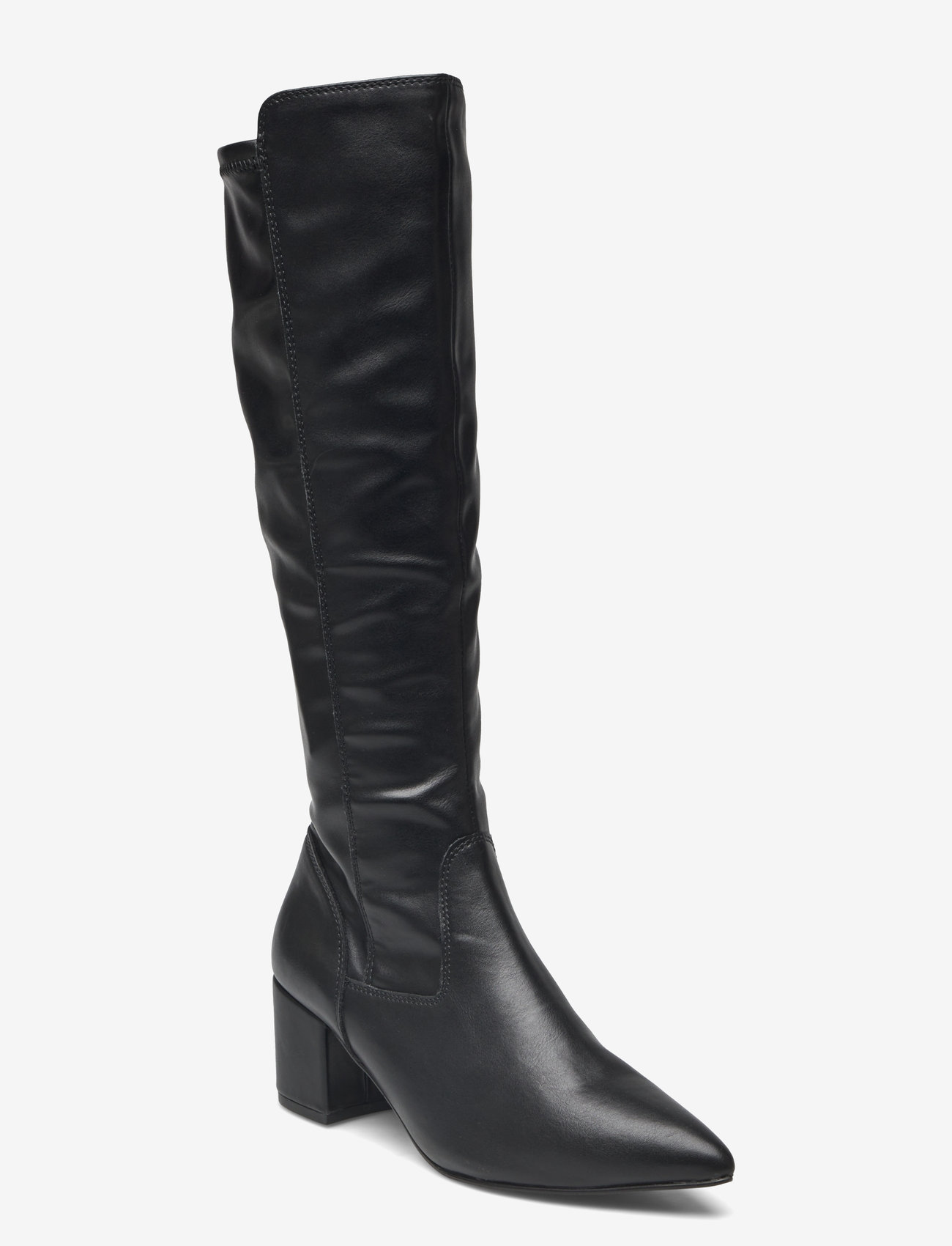 Bianco - BIADEVIVED Stretch Knee High Boot Smooth Faux Leather - pika säärega saapad - black - 0