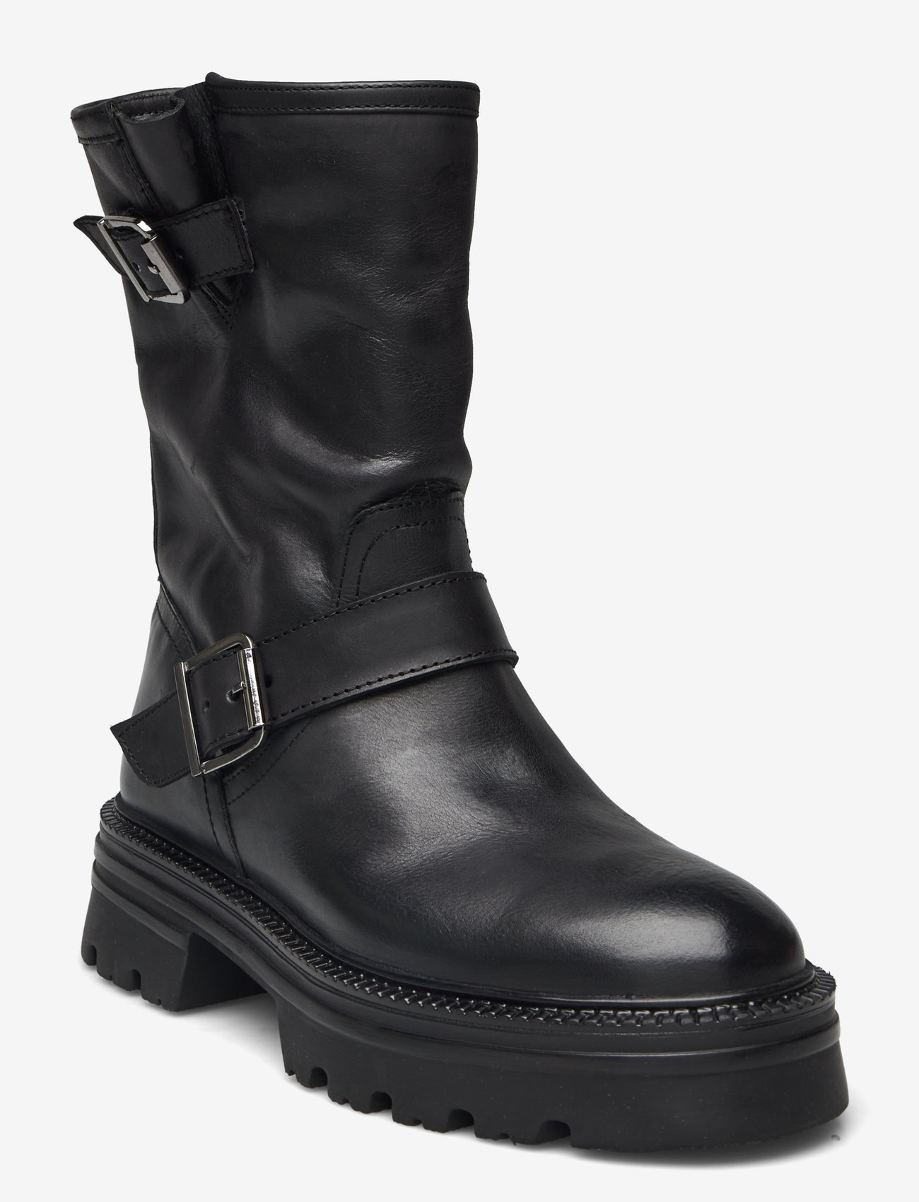 Bianco - BIAMELLA Pull On Buckle Boot Smooth Leather - flache stiefeletten - black - 0