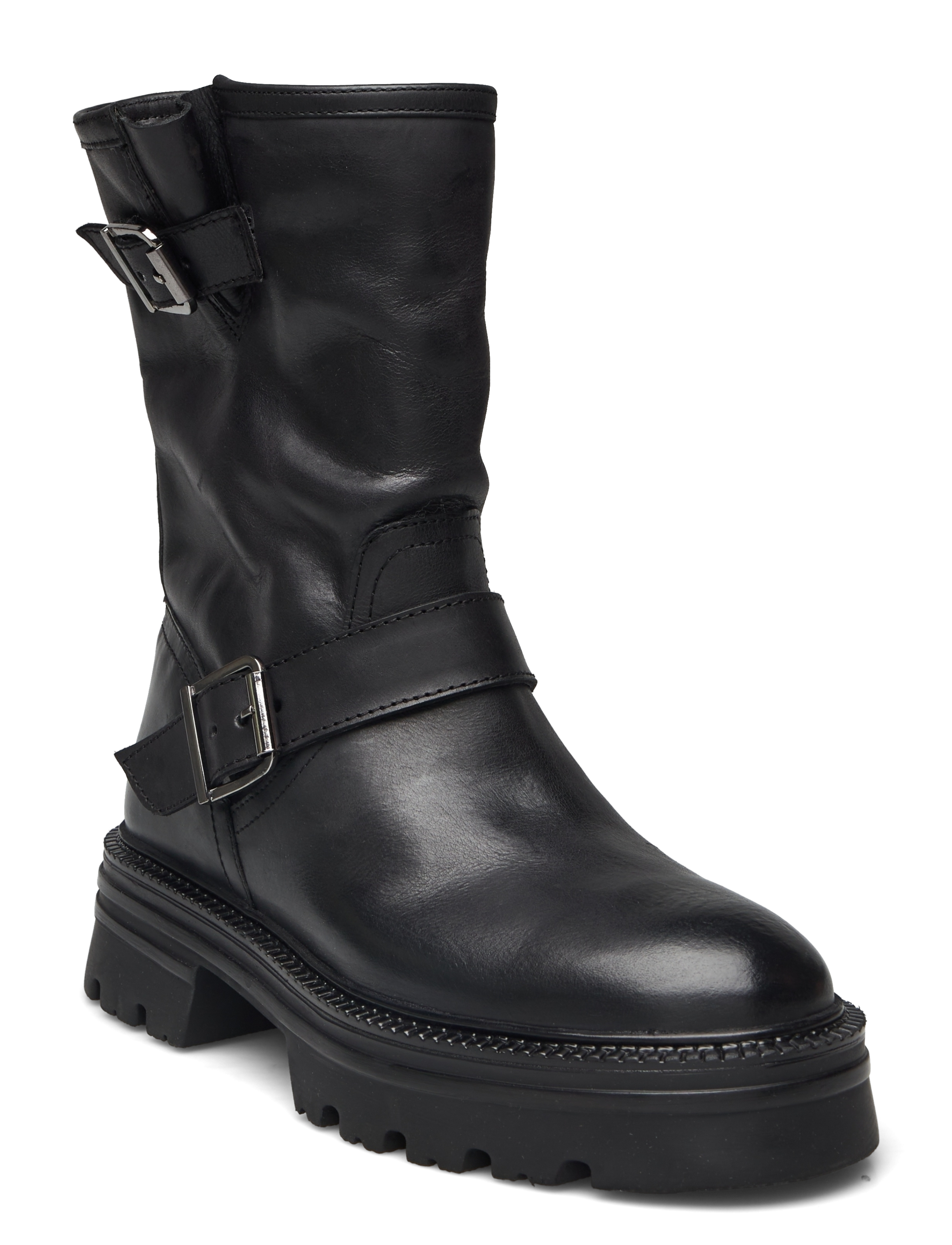 Bianco BIAMELLA Pull On Buckle Boot Smooth Leather - Støvler - BLACK / black