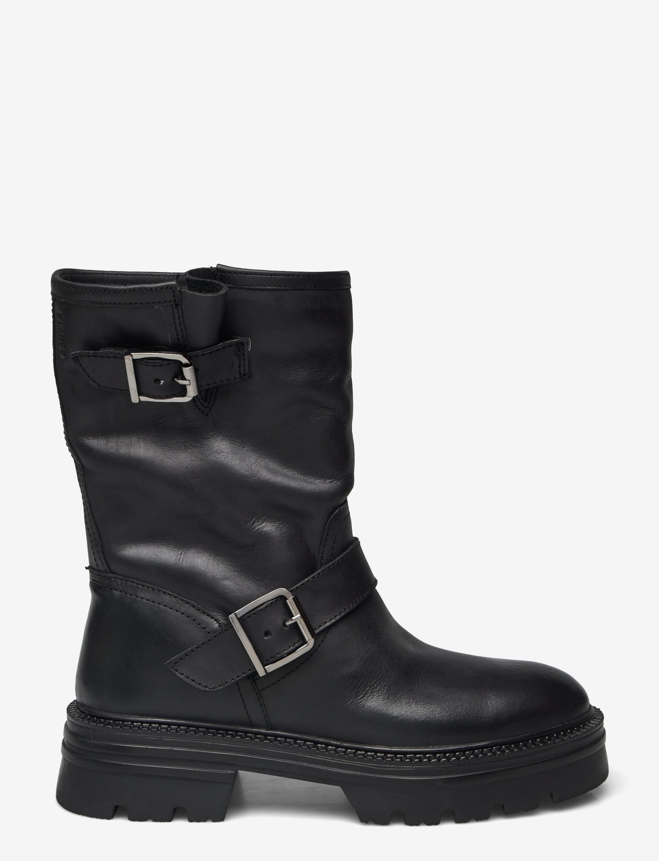 Bianco - BIAMELLA Pull On Buckle Boot Smooth Leather - flache stiefeletten - black - 1