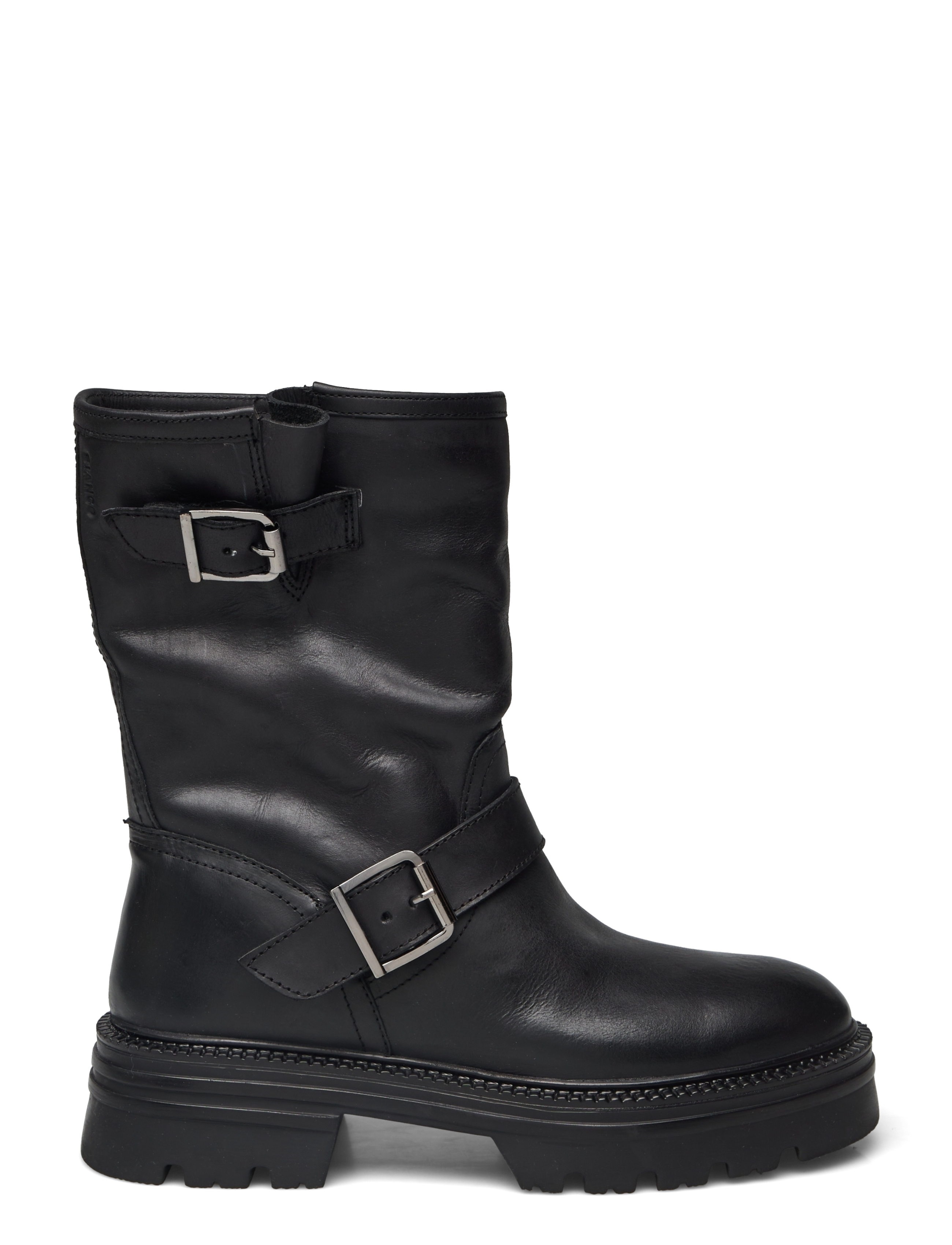 Bianco - BIAMELLA Pull On Buckle Boot Smooth Leather - flade ankelstøvler - black - 1