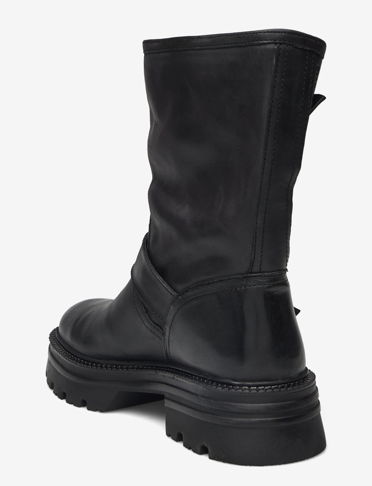 Bianco - BIAMELLA Pull On Buckle Boot Smooth Leather - flache stiefeletten - black - 2