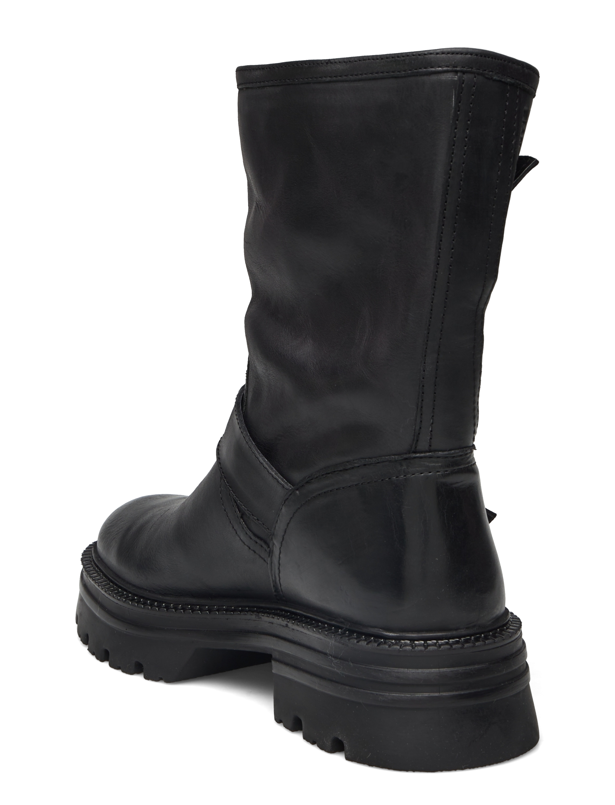 Bianco - BIAMELLA Pull On Buckle Boot Smooth Leather - flade ankelstøvler - black - 2