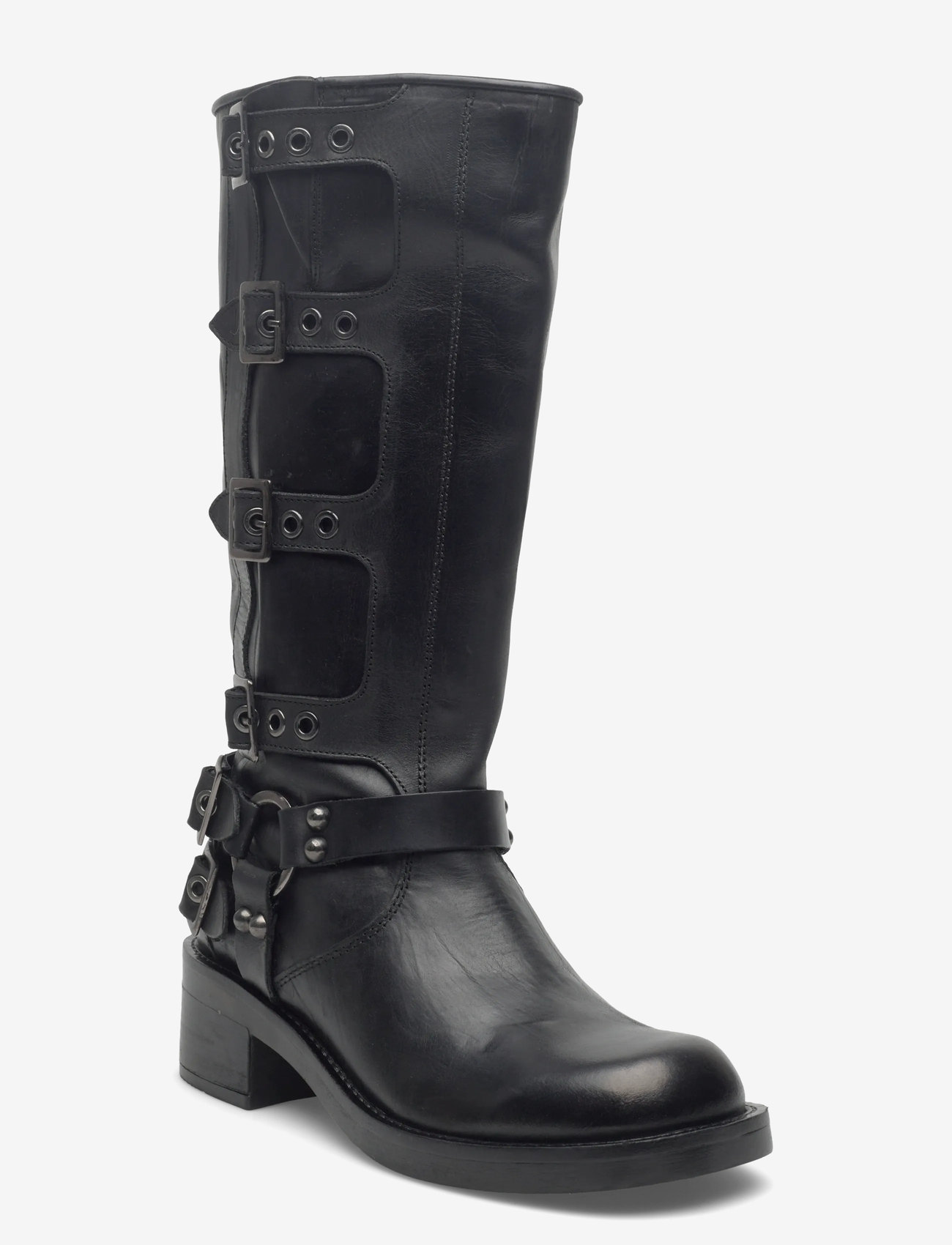 Bianco - BIAHARPER Buckle Biker Boot Pull Up Leather - damen - black - 0