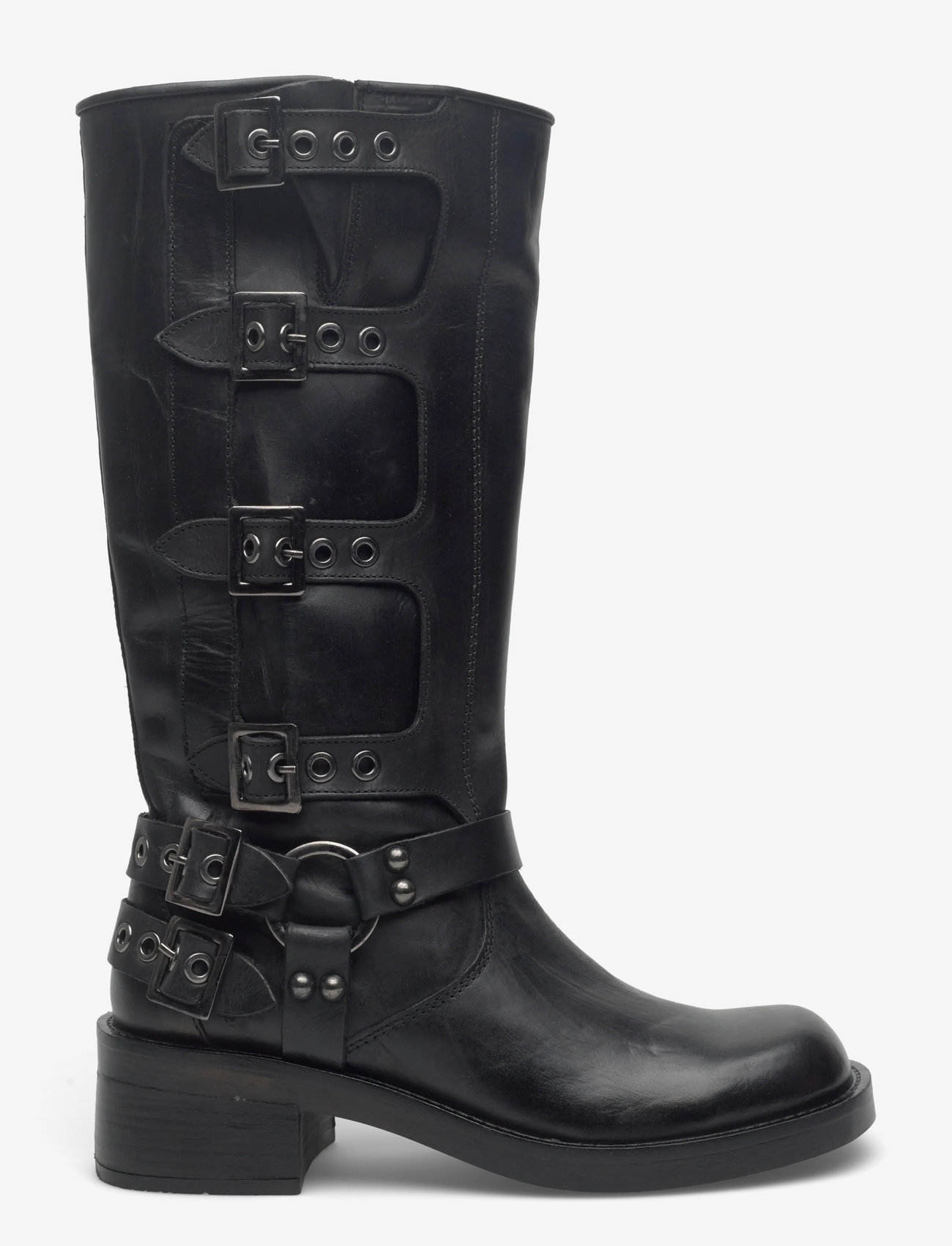 Bianco - BIAHARPER Buckle Biker Boot Pull Up Leather - damen - black - 1