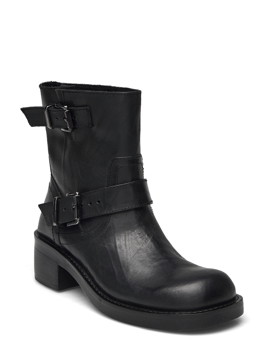 Bianco - BIAHARPER Mid Calf Biker Boot Pull Up Leather - stiefeletten mit absatz - black - 0