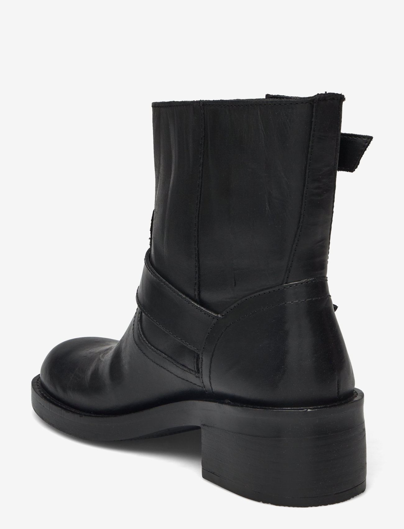 Bianco - BIAHARPER Mid Calf Biker Boot Pull Up Leather - hohe absätze - black - 2