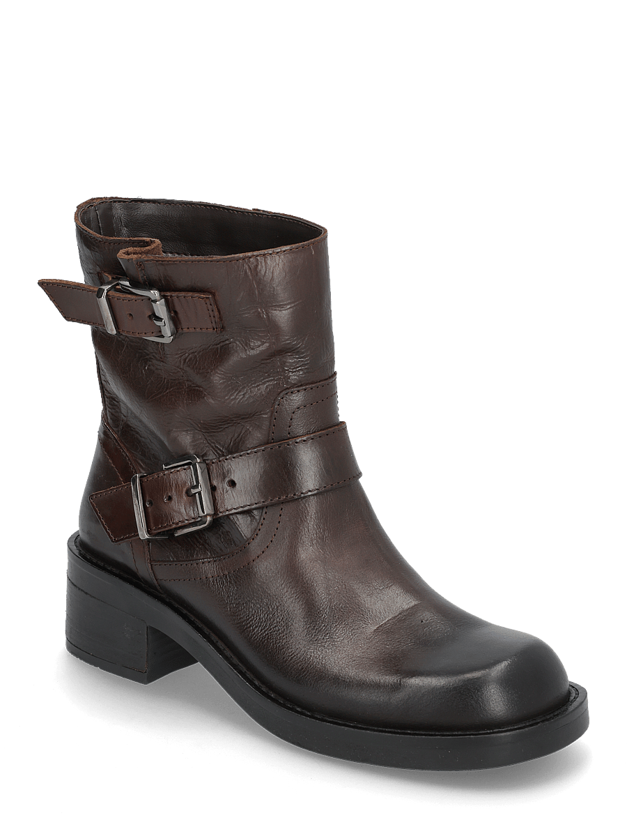 Bianco - BIAHARPER Mid Calf Biker Boot Pull Up Leather - stiefeletten mit absatz - chestnut - 0