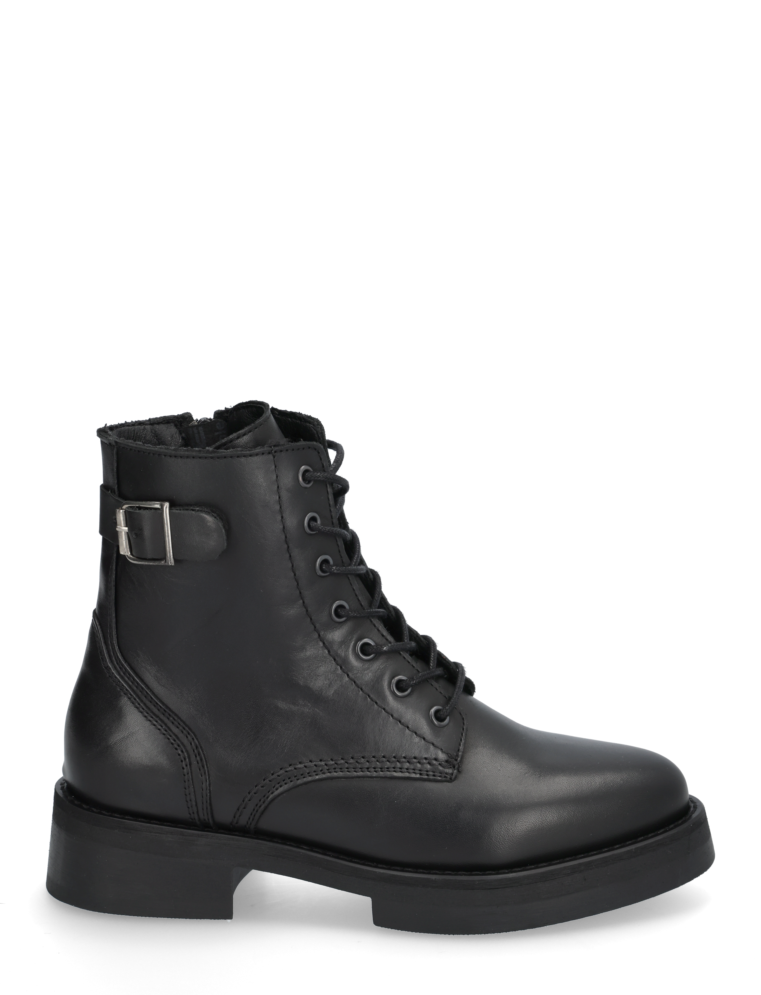 Bianco - BIAPANAMA Lace Up Boot Smooth Leather - snørestøvler - black - 1