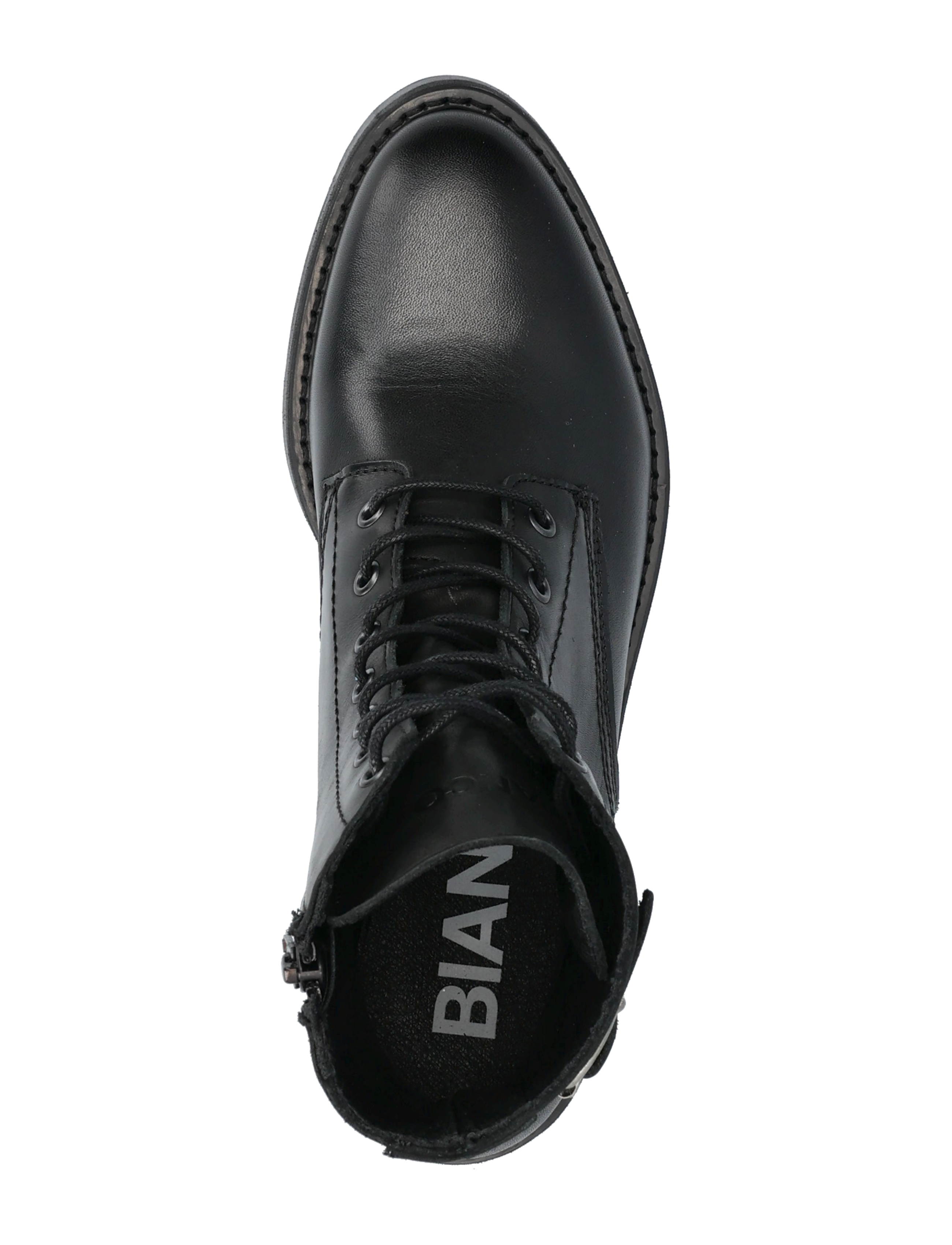 Bianco - BIAPANAMA Lace Up Boot Smooth Leather - snørestøvler - black - 3
