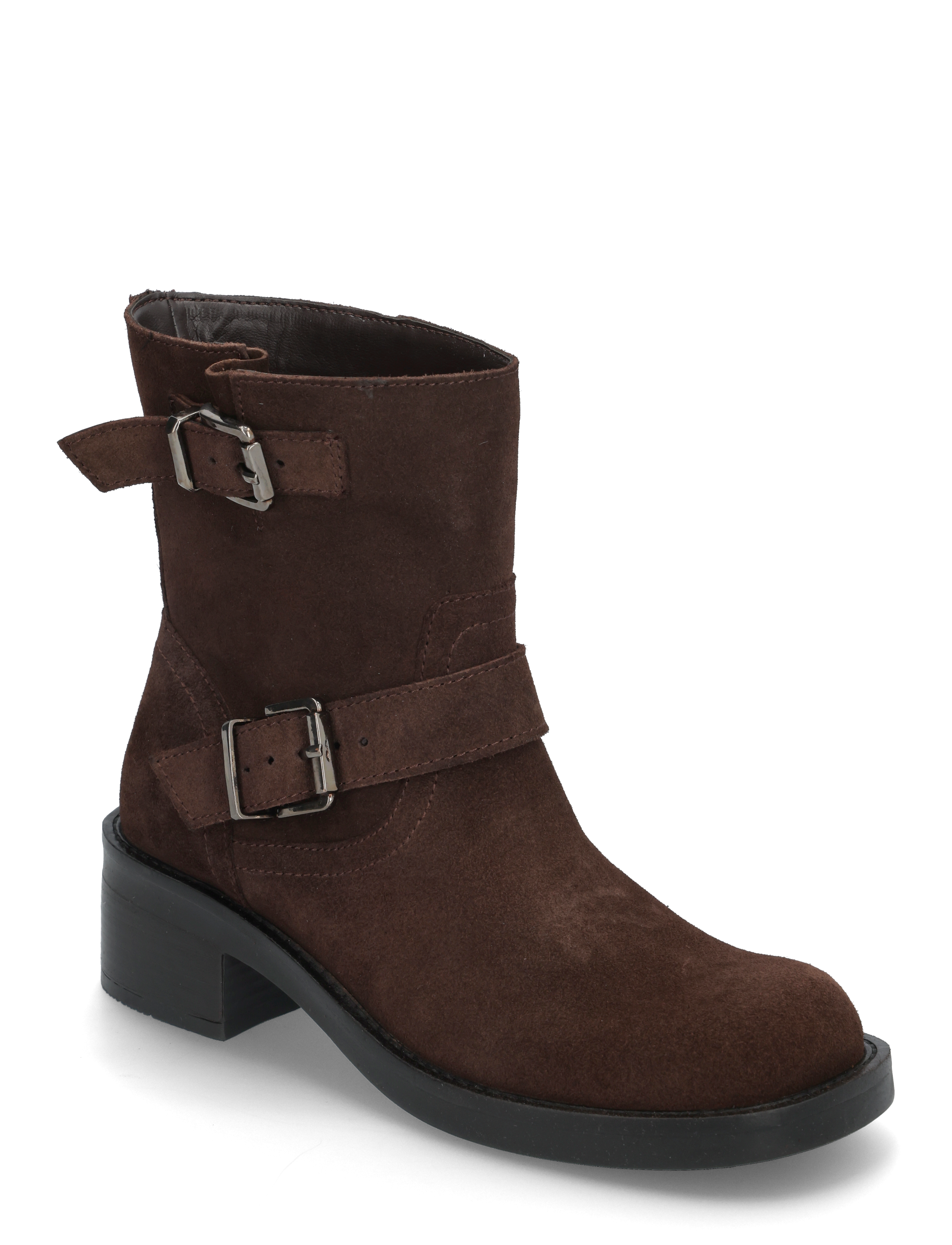 Bianco BIAHARPER Mid Calf Biker Boot Oily Suede - Støvler - DARK BROWN / brown