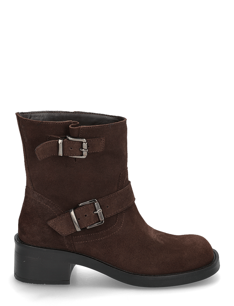 Bianco - BIAHARPER Mid Calf Biker Boot Oily Suede - stiefeletten mit absatz - dark brown - 1
